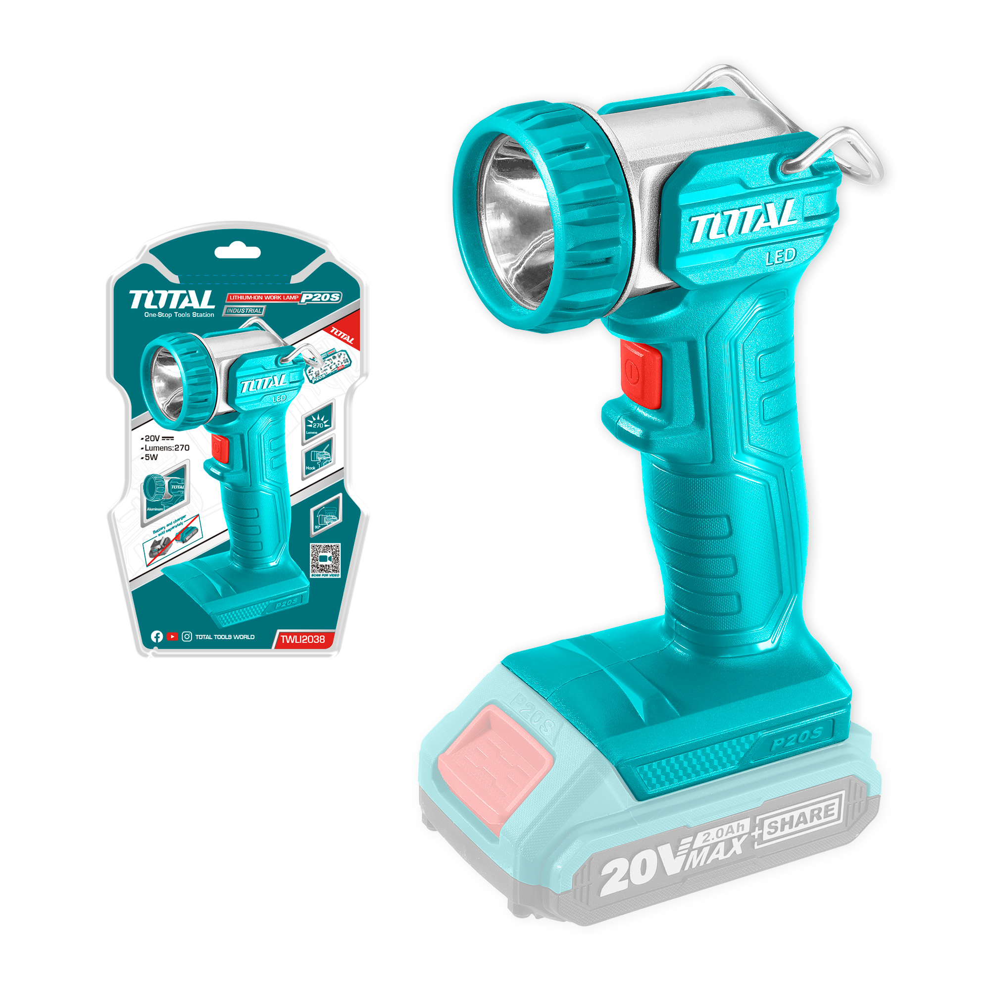 Lanterna LED a bateria TWLI2038 | 20 V