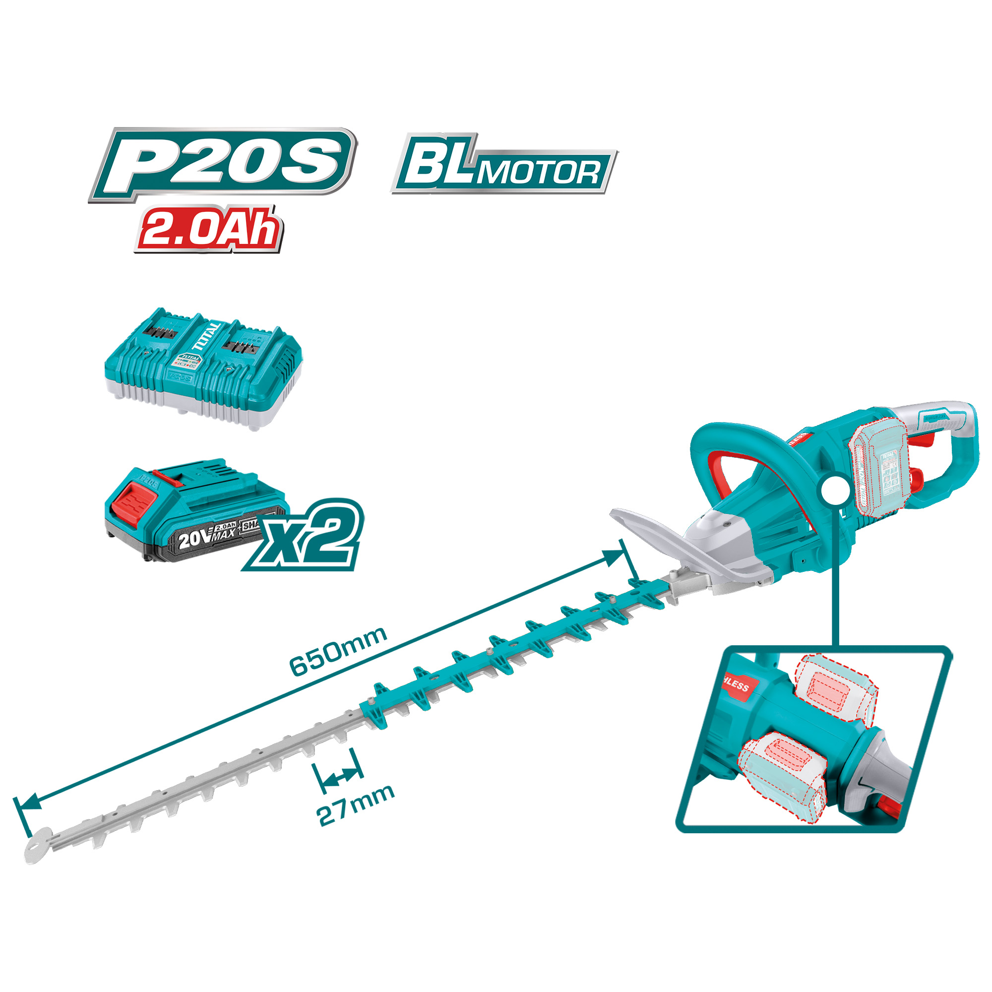 Brushless heggenschaar op batterij THTLI400282 | 40 V
